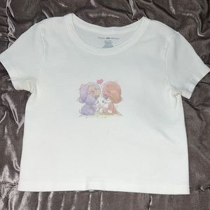 Brandy Melville white puppies crop top